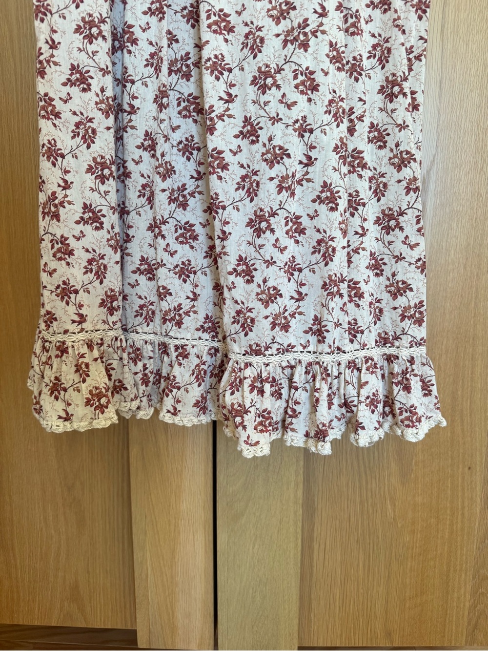 Doen Cream Midi Dress with Burgundy Floral Lace - Picture 5 of 5